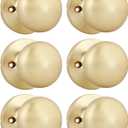 Goldenwarm Gold Closet Door Knobs, Handle Function Non-Locking Dummy Door Knob, Brushed Gold Individual Dummy Door Knob Single Side for Closets, French Double Doors, and Pantry(6 Pieces)