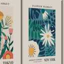 Hwetui Flower Market Wall Art Prints City Framed set of 3 Abstract Colorful Floral Canvas Poster Vintage Minimalist Flowers Painting Picture for Room Decor Aesthetic Living Room Bedroom 16"x24"x3