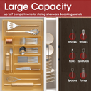 TAELXIID Silverware Drawer Organizer, Expandable Utensil Tray for Kitchen, BPA Free Flatware and Cutlery Holder, Adjustable Plastic Storage for Spoons Forks Knives, Large, Gold