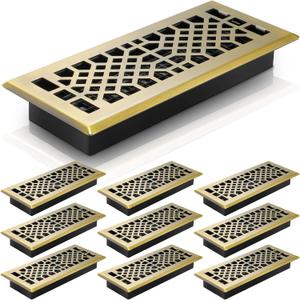 MorningRo 10 Pack 4x12 Inches Heavy Duty Walkable Floor Register, Adjustable Airflow, Tool-Free Installation, Decorative Floor Vent Covers for Home and Shopping Mall, Bronze