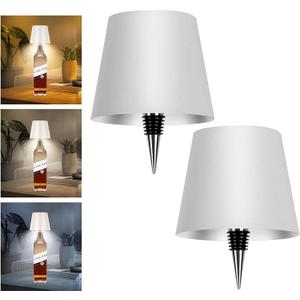 2 Pack Wine Bottle Lamps, 2025 New 3 Color Rechargeable Wireless Bottle Lamps, Bottle Lamp Kit for Liquor Bottles with Touch Dimming for Parties, Restaurants & Home Decor (White)
