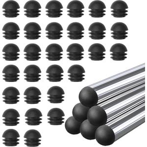 30 Pieces Round Chair Caps 25 mm Black Plastic End Caps Plugs Chair Leg Inserts for Metal Legs Round Tube Inserts Chair Leg Glide Furniture Protectors for Chairs Tables and Outdoor Patio