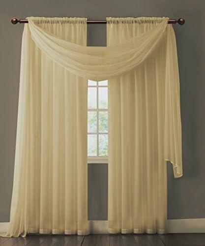 Warm Home Designs Extra  Sheer Window Scarf. Valance Scarves are 54 X 216 Inches. Great As Wedding Arch Draping Fabric, Bed Canopy Or for Decorative Project. AM Ivory 216"
