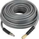 OCPTY 100FT 3/8" Flexible Pressure Washer Hose 4800 PSI, Non Marking Steel Wire Braided Kink Resistant Hose, Cold/Hot Water 275F, Power Washer Replacement Hose with 3/8" Quick Connect Adapter,Gray