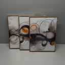 OIQArtOIQ 3 Piece Large Abstract Canvas Wall Art For Living Room Grey and Gold Framed Wall Art Fluid Lines Minimalist Modern Aesthetic Art Prints Artwork For Bedroom Office Dining Room 24x36 in (Black Circle)