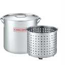 CONCORD 53 QT Stainless Steel Stock Pot w/Basket. Heavy Kettle. Cookware for Boiling, 53 Quarts