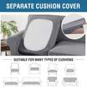 H.VERSAILTEX 3 Piece Stretch Sofa Covers for 2 Cushion Loveseat Couch Covers for Living Room Sofa Slipcovers (Base Cover Plus 2 Seat Cushion Covers) Thicker Jacquard Fabric(Medium Sofa, Dove)