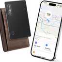 Wallet Tracker Card Air-Tag (iOS Only) - Work with Apple Find My, Bluetooth Tracker Smart Card Wallet Finder, 0.08in Slim, IP68 Waterproof, Item Locator for Luggage Tags, Passports, Purse (1 pack, Dark Black)