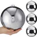 4 Pcs Extra Large Retro Mercury Christmas Balls Ornaments 8'' Oversized Giant Hanging Shatterproof Electroplated Ball Christmas Tree Ornaments for Xmas Party Outdoor Decor(Silver)
