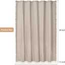 Seenus Boho Farmhouse Shower Curtain Heavyweight with Tassels, 72 x 84 Inch Extra Long Taupe Linen Textured Fabric Shower Curtain for Bathroom, Tan and White Striped Bath Dcor Curtain Water Repellent