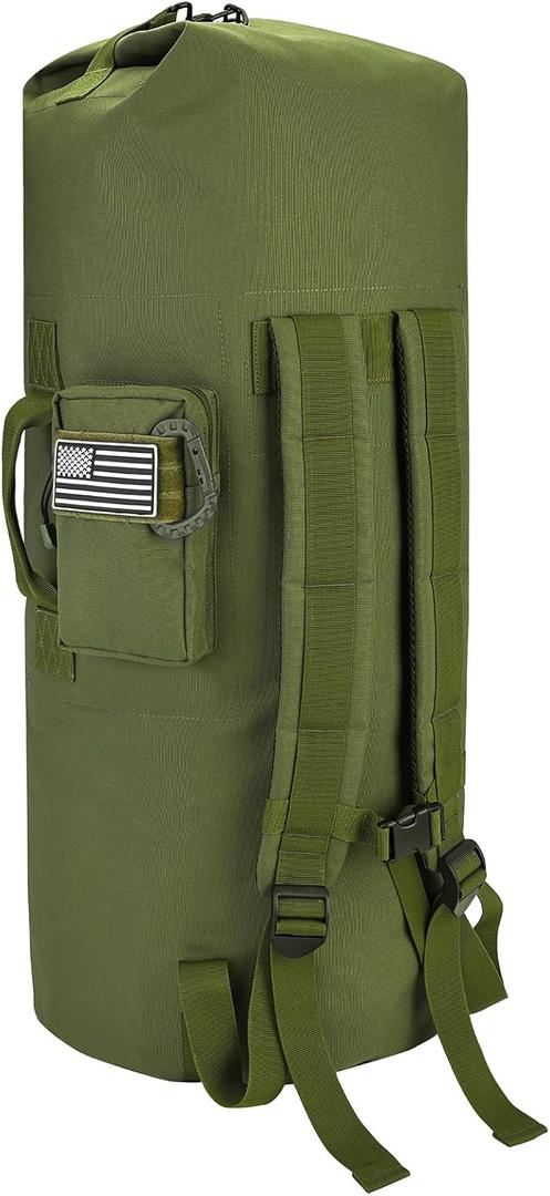 MOZETO Military Duffle Bag, 110L Extra Large Sea Bag with Backpack Straps Heavy Duty Army Duffle Bag for Camp, College Dorm or Laundry Bag