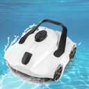 Cordless Robotic Pool Cleaner with Dual high-Efficiency Motors Delivers Strong Suction, Smart Self-Parking,Smart LED Indicator,Pool Vacuum for Above-Ground Flat Pool up to 900 Sq.ft(White)