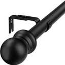 HOSKO Black Curtain Rod, 1-Inch Window Curtain Rods Set - Curtain Rods for Windows 30-84 Inches - Including Three Mounting Brackets