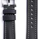 Anchor Strap Co | Classic Sailcloth Watch Strap | Marine-Grade Outer + Caoutchouc Rubber Lining | Water-Resistant | Brushed 316L Stainless Steel Buckle | Fits 6.25–8.25in Wrists, 20mm