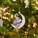 5 x Christmas Tree Decorations, Acrylic Animal Christmas Ornaments, Home Decoration, Party Decoration, Small Animals on The Moon (Elephant)