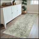 GENIMO Runner Rug for Hallways Machine Washable, 2x8 Non Slip Boho Vintage Lightweight Washable Runners, Thin Floor Rugs for Entryway Hallway Bathroom Laundry Room Corridor, Light Sage