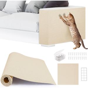 2pack Cat Scratch Couch Furniture and Wall Protector | Adhesive Cat Scratch Pad for Covering Cat Tower, DIY Climbing Cat Scratcher Couch Protector from Cat Claws Scratching (Off-White)