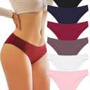 Knowyou Womens Underwear Cotton Cheeky Panties for Women Cute Stretch Bikini Breathable Panties for Ladies 6Pack, Size L