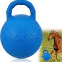 10 Horse Polo Ball with Handle,Fruit-Scented Horse Stall Toys Blast-Resistant Slow-Rebound Rubber Jolly Ball for Horses Relieves Boredom Stable Interactive Entertainment (Blue)