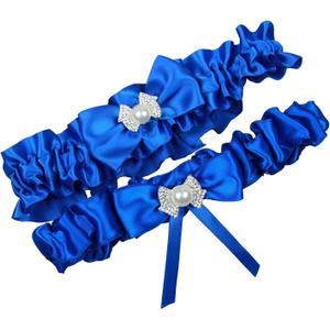 Royal Blue Wedding Belt Set Bridal Garters For Bride Plus Size Available (Blue)
