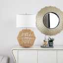 VILUXY Woven Rattan Table Lamps 2 Packs Plug-in Boho White Fabric Shade Bedside Light Farmhouse Nightstand Lamp for End Table Living Room Bedroom Entryway