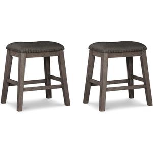 Signature Design by Ashley Caitbrook Rustic 24.4" Counter Height Upholstered Barstool, 2 Count, Grey 