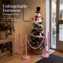 4 Pack Pink Stanchions and Velvet Ropes Set, Stainless Steel Crowd Control Barriers, 3Pcs Pink Ropes and Poles for Party Supplies,Prom,Birthday,Business,Wedding,Baby Shower, Bridal Shower,Anniversary