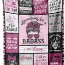 Craftique Christmas Birthday Gifts for Women- Affirmations for a Badass Blanket, Daily Motivational/Inspirational/Self Care Gifts for Women, Cool Practical Badass Affirmations Blanket for Napping