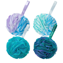 AmazerBath Loofah Sponge 75g/Piece, Exfoliating Bath Sponge Body Scrubber - Loofa Set of 4 Flower Color (Large, Green-Purple)