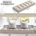 Threehoney Bench Cushions for Indoor Furniture 48x18 Inch Velvet Kitchen Dining Piano Window Seat Cushion, Tufted Patio Porch Swing Thicken Bench Pad Memory Foam(Ivory White)