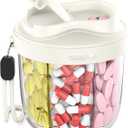Pill Organizer, Pill Dispenser with 7 Large Compartments, Portable Pill Box for Travel, Anti-Mix Design & Wide Opening Design, Easy Access to Vitamin Dispenser, Includes 20 Blank Stickers(White)