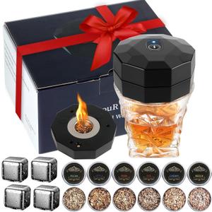 Electric Whiskey Smoker Kit with 6 Wood Chips, Electric Cocktail Smoker Kit Built-in Lighter, No Butane Needed, Gifts for Christmas, Gifts for Men, Dad, Husband
