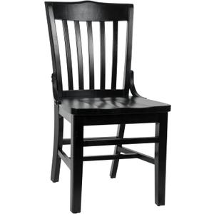 Flash Furniture Hercules School House Back Metal Restaurant Chair - Black Wood Seat - Black Frame, 21.5"Dx18.5"Wx35"H