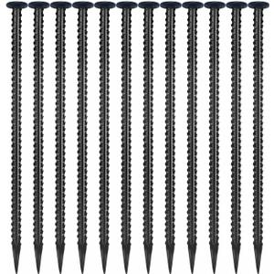 16 Inch Rebar Stakes,Ground Stake 1/2 Inch DiameterGalvanized Steel Ground Anchors, Heavy Duty Metal SpikesAsphalt Anchor,Used for Speed Bump Wheel Stop and Camping Tent(16 Pack Black)
