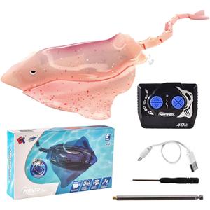 New Upgrade Remote Control Shark Stingray Toys, High Simulation Scale Robot Fish, 2.4G Intelligent Waterproof Toys, Swimming Pool Bathroom Great Gift RC Boat Toys for Kids Age 8+ (Pink)