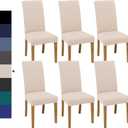 Dining Chair Covers, Dining Room Chair Cover Set of 6, Stretch Kitchen Chair Covers, Detachable Washable Chair Cover, Parsons Chair Slipcovers Protective, for Home, Restaurant, Banquet (Beige) (Milk Silk Beige)