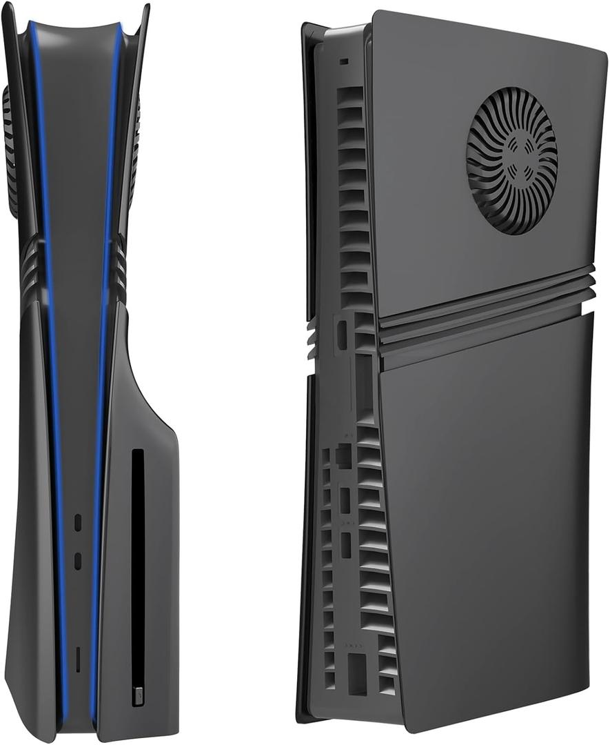 Face Plates Cover Shell with Cooling Vents for PS5 Pro Disc Edition, Matte Faceplates Accessories Compatible with PlayStation 5 Pro Console Protective Replacement Panels (Black)