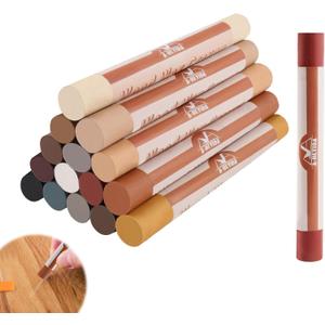 Wood Filler Sticks - 16 Colors Wood Repair Wax Crayons, Furniture Scratch Wax Stick Pen for Repairing Scratches, Scuffs, Cracks, and Holes on Wooden Floor, Cabinet, Laminate, Hardwood