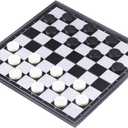8x8 Checkers Draughts with Extendable 9x9 Inch Board, 12 Black 12 White Pieces