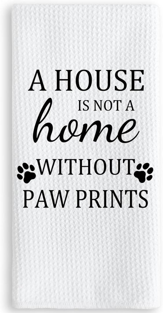 TNUW Dog Themed Gifts Kitchen Towels 16'24', Dogs Mom Gifts for Women, Dog Decorations for The Home, House Warming Gift New Home, Paw Prints Kitchen Tea Hand Towels