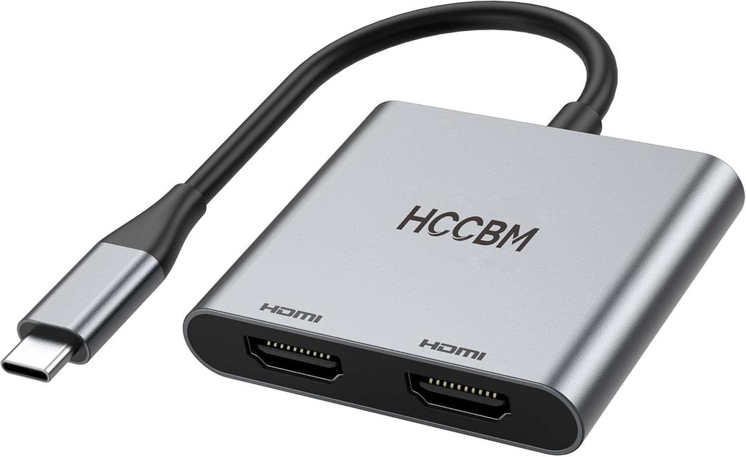 USB C to Dual HDMI Adapter, Dual Monitors Adapter USB C Hub with 2 HDMI Docking Station 4K @60hz for Laptop HP Dell Surface Thinkpad