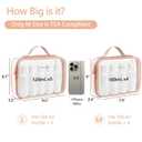 PACKISM Clear Makeup Bag Combo Pack, 1 TSA Approved Medium & Large for Checked Luggage, Clear Toiletry Bag with Handle, Water-resistant Travel Essentials Organizer, Rose Pink