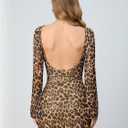 MakeMeChic Women's Cheetah Print Mini Dress Y2k Bell Sleeve Leopard Print Dress Going Out Outfits