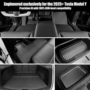 AUXKO All Weather Floor Mats for 2026 Tesla Model Y Juniper & New Model Y 2025 Floor mats Cargo Mat & Front Trunk Liner & Rear Lowest Cargo Mat Car Mats Set TPE Liners Accessories Guard Odorless Mats