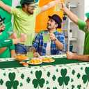 QZYL 3 Pack St Patricks Day Decorations, 108" X 54" St Patricks Day Tablecloth, Disposable Plastic Shamrock Green Tablecloths Grass Table Cover, Irish Holiday Table Cloth for Shamrock Party Supplies