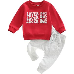 CIYCUIT Toddler Baby Boy Clothes Long Sleeve Sweatshirt Pants Set Fall Winter Outfits (0-6 Months, V2 Lover Boy)
