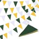 Yellow Green White Pennant Banner Triangle Flag Bunting Garland for Wedding Birthday Baby Shower Graduation Golf Party Decoration