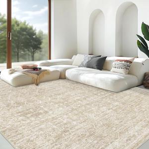 Area Rug Living Room Rugs 8x10 - Large Soft Boho Geometric Rug, Non-Slip Foldable Washable Rugs Non Shedding Morden Indoor Floor Carpet for Living Bedroom Office Dining Room (Moroccan Beige, 8'x10')