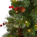 Nearly Natural 4ft. Pine, Pinecone and Berries Artificial Christmas Tree with 100 Clear LED Lights in Decorative Urn