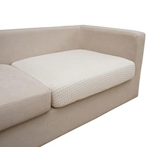Couch Cushion Covers Magic Stretch Sofa Slipcover for 3 Cushion Couch Dogs Pet L Shape 2 Seat Replacement Furniture Protector,Cream White Length 25-37 inches(3 Pieces)